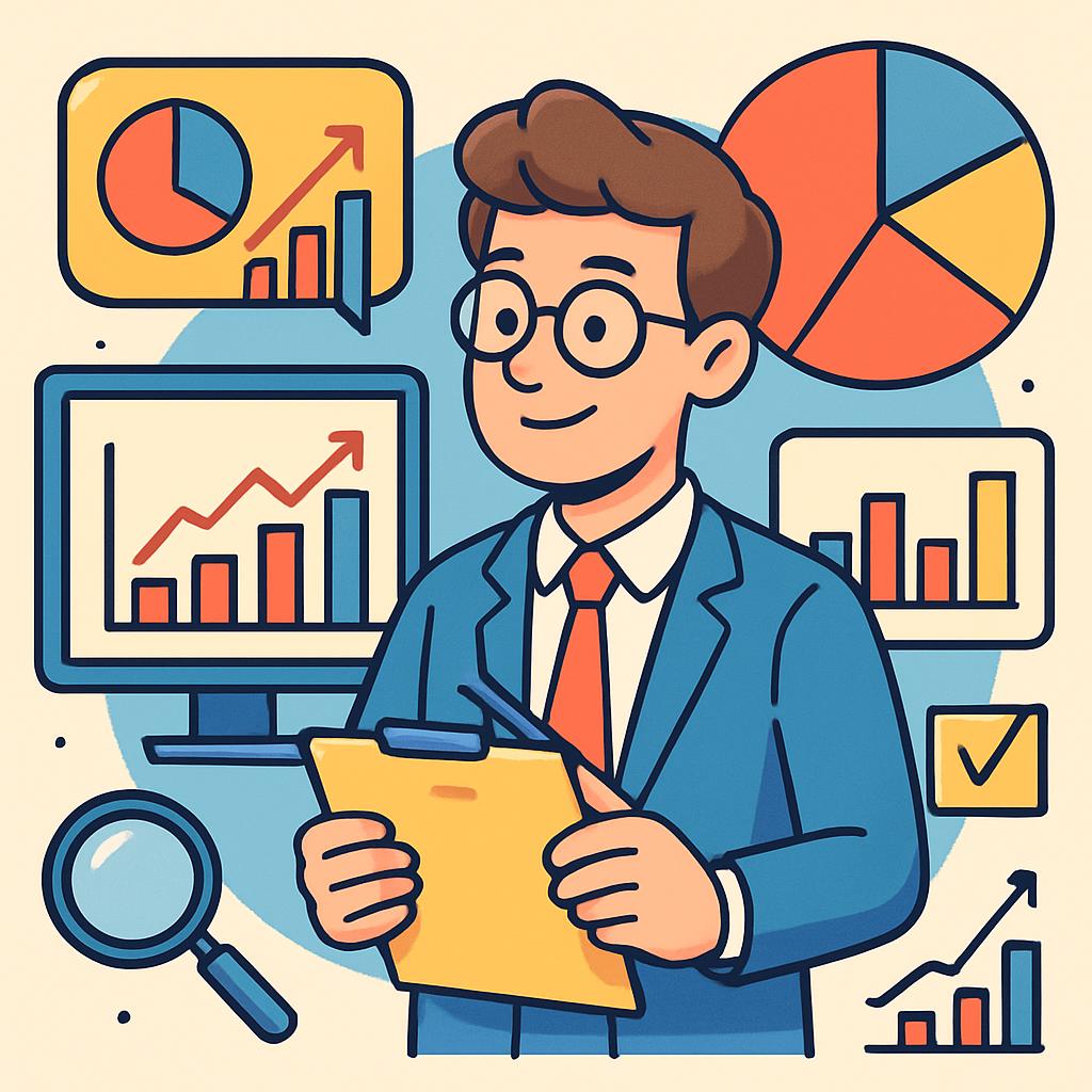 Маркетолог-аналитик, иллюстрация профессии