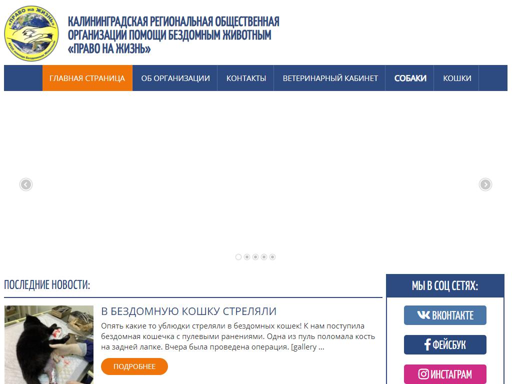 Право на жизнь, Калининградская региональная общественная организация на сайте Справка-Регион