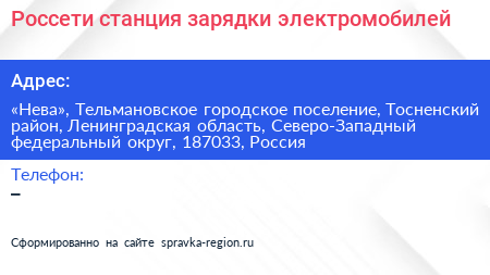 Россети станция зарядки электромобилей - визитка