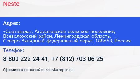 Neste - визитка