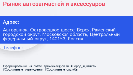 Рынок автозапчастей и аксессуаров - визитка