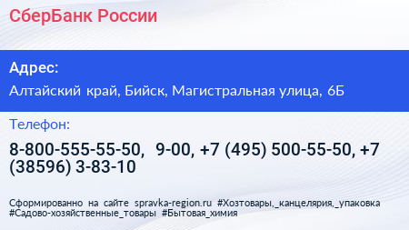 СберБанк России - визитка