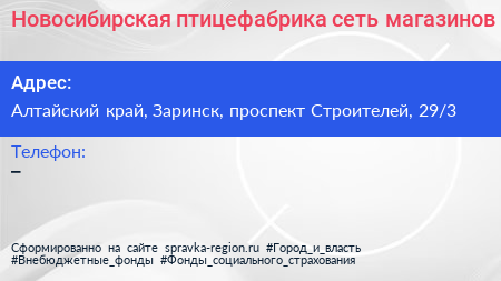 Новосибирская птицефабрика сеть магазинов - визитка