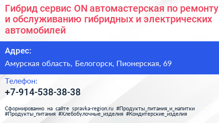 Гибрид сервис ON автомастерская по ремонту и обслуживанию гибридных и электрических автомобилей - визитка