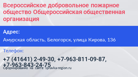 Всероссийское добровольное пожарное общество Общероссийская общественная организация - визитка