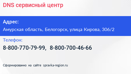 DNS сервисный центр - визитка