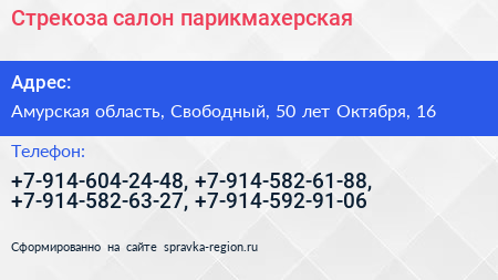 Стрекоза салон парикмахерская - визитка