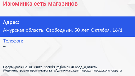 Изюминка сеть магазинов - визитка