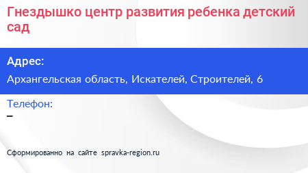Гнездышко центр развития ребенка детский сад - визитка