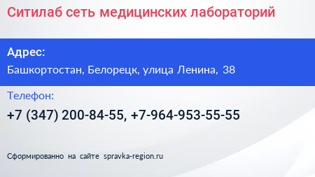 Ситилаб сеть медицинских лабораторий - визитка