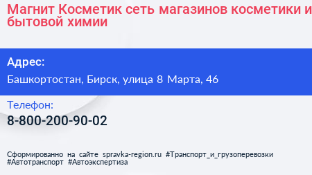 Магнит Косметик сеть магазинов косметики и бытовой химии - визитка
