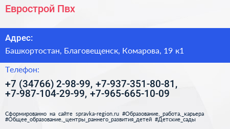 Еврострой Пвх - визитка