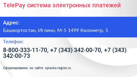 TelePay система электронных платежей - визитка