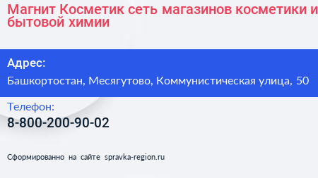 Магнит Косметик сеть магазинов косметики и бытовой химии - визитка