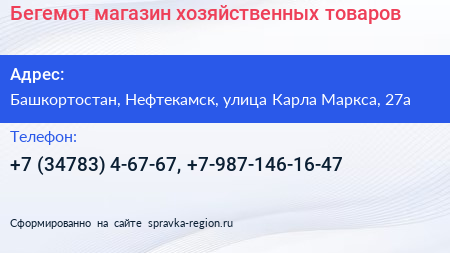 Бегемот магазин хозяйственных товаров - визитка