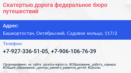 Скатертью дорога федеральное бюро путешествий - визитка