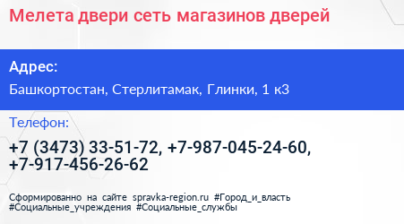 Мелета двери сеть магазинов дверей - визитка