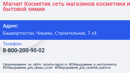 Магнит Косметик сеть магазинов косметики и бытовой химии - визитка