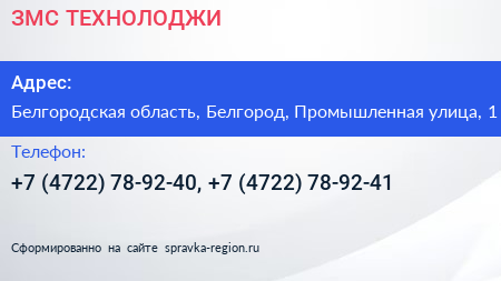 ЗМС ТЕХНОЛОДЖИ - визитка