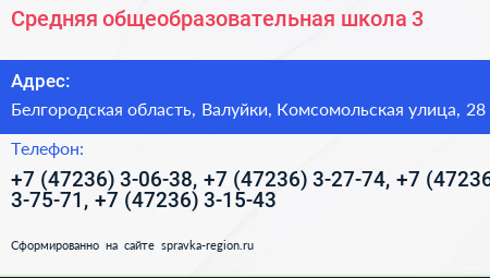 Средняя общеобразовательная школа 3 - визитка