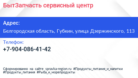 Нажмите, чтобы скачать визитку БытЗапчасть сервисный центр - визитка