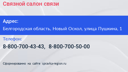 Связной салон связи - визитка