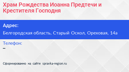 Храм Рождества Иоанна Предтечи и Крестителя Господня - визитка
