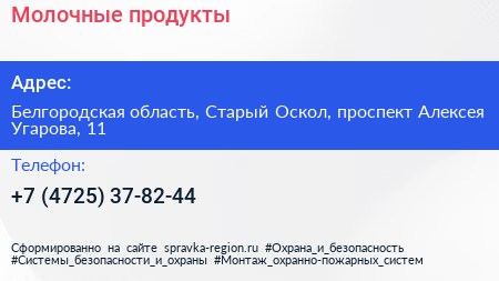 Молочные продукты - визитка