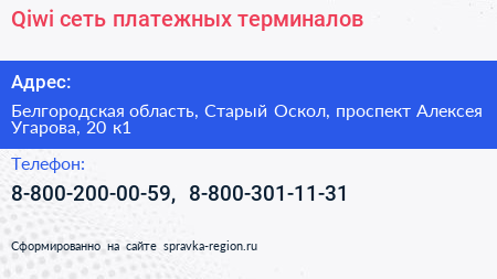 Qiwi сеть платежных терминалов - визитка