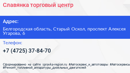 Славянка торговый центр - визитка