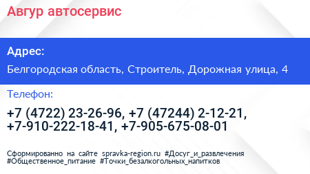 Авгур автосервис - визитка