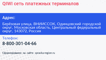 QIWI сеть платежных терминалов - визитка