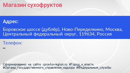 Магазин сухофруктов - визитка