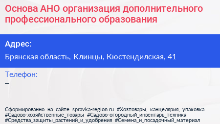 Основа АНО организация дополнительного профессионального образования - визитка