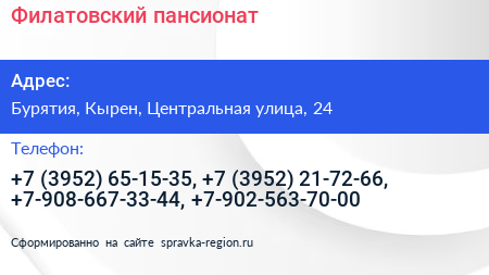 Филатовский пансионат - визитка