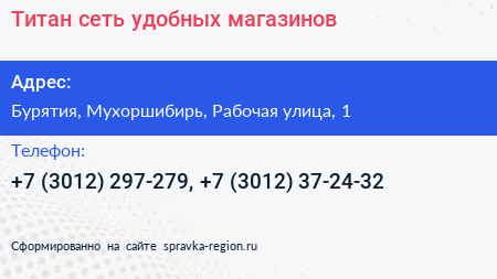 Титан сеть удобных магазинов - визитка