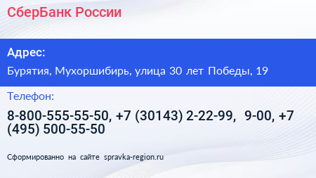 СберБанк России - визитка