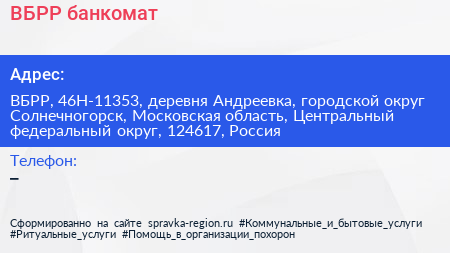 ВБРР банкомат - визитка