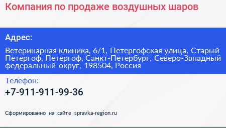 Компания по продаже воздушных шаров - визитка