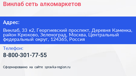 Винлаб сеть алкомаркетов - визитка