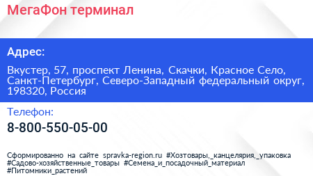 МегаФон терминал - визитка