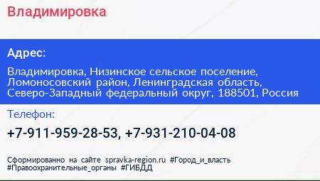 Владимировка - визитка
