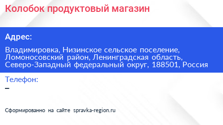Колобок продуктовый магазин - визитка