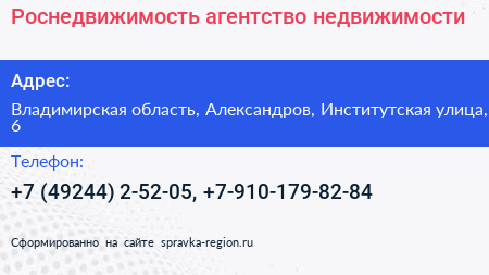 Роснедвижимость агентство недвижимости - визитка