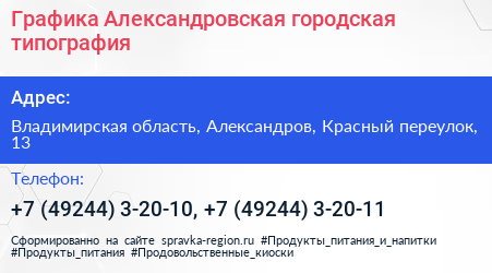 Графика Александровская городская типография - визитка