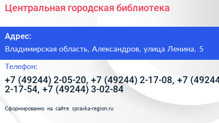 Центральная городская библиотека - визитка