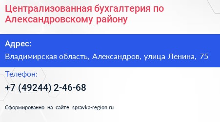 Централизованная бухгалтерия по Александровскому району - визитка