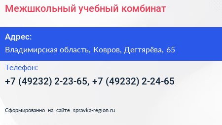 Межшкольный учебный комбинат - визитка