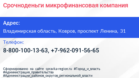 Нажмите, чтобы скачать визитку Срочноденьги микрофинансовая компания - визитка