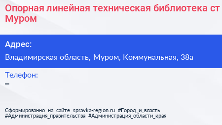Опорная линейная техническая библиотека ст Муром - визитка